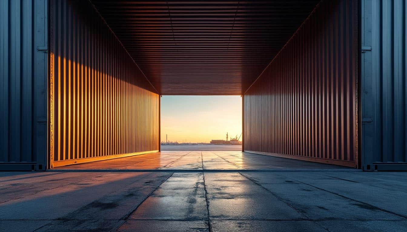 Illustration: Les dimensions et la surface intérieure utile du conteneur de 40 pieds